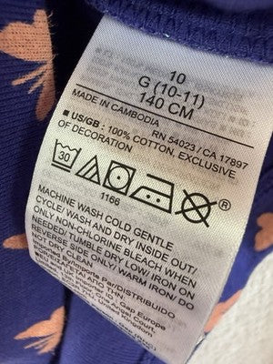Gap Kids Organic Cotton PJ Set 10 Girls Long Sleeve Pants Blue Butterfly New