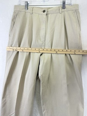 LL Bean Womens Pants 16 Chinos Khakis Tan Beige High Rise Pleated 90s Vintage