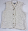 LL Bean Sweater Vest Cardigan Womens Medium Ivory 100% Cotton
