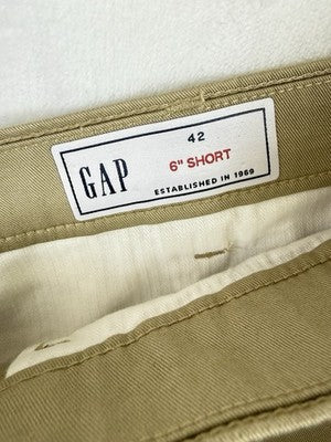 Gap Shorts Mens 42 6” Vintage Khaki Beige Flat Front New NWT