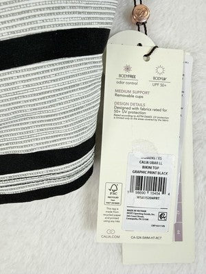 Calia Swim Top XS Longline Bikini Black Gray U Bar Womens