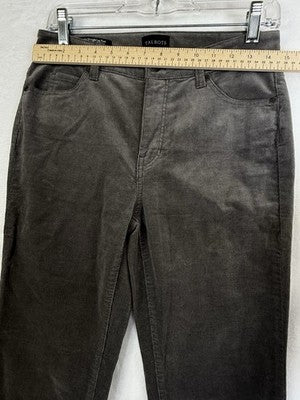 Talbots Corduroy Straight Leg Pants 4 Petite Gray Womens 4P Cotton Stretch
