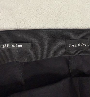 Talbots Portland Pants 16 Black Riding Stretch Ankle Front Seam Side Zip Womens