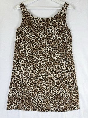 Gap Denim Mini Dress XS UltraSoft Leopard Print Sleeveless A Line Women New