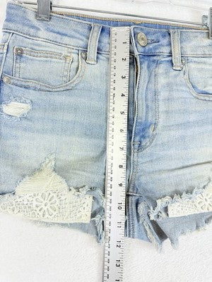 American Eagle High Rise Shortie 6 Shorts Womens Light Blue Denim Short