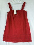 Gap × DÔEN Eyelet Shift Mini Dress Large Women Red Sleeveless Short Doen New