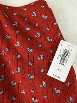Gap Body Pajama Shorts Large Tall Womens Red Floral Pointelle PJ Sleep New