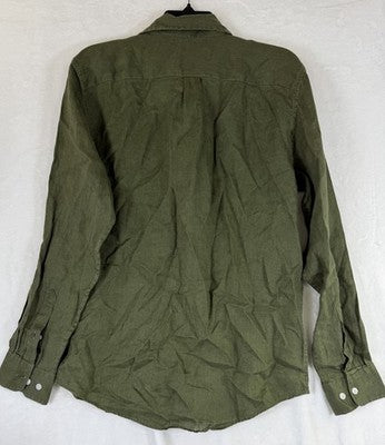Gap 100% Linen Shirt Men Large Long Sleeve Button Up Down Green New NWT