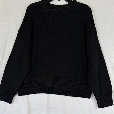Gap 100% Cotton Relaxed Sweater Large Womens Black Crew Neck Pullover New NWT