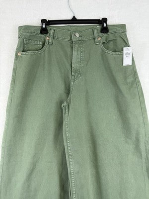 Gap Mid Rise Ultrasoft Baggy Jeans Green 6 Petite 28 Womens Wide Leg New NWT
