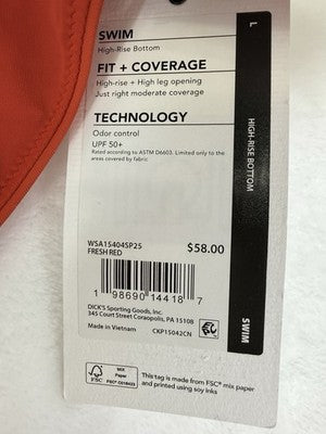 Calia Swim Bottom Large Red High Rise Wide Band Womens Tankini Swimwear New NWT