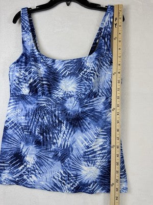 Lands End Tankini Top 12 Underwire Square Neck Rash Guard Swim Lot Blue