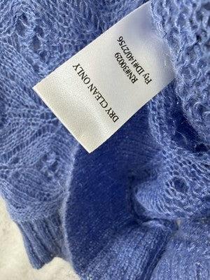 Womens XL Mohair Blend Sweater Blue Dolman Sleeve Cowl Neck Long Sleeve Tops