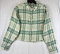 American Eagle Crop Flannel Top Medium Green Plaid Long Sleeve Womens