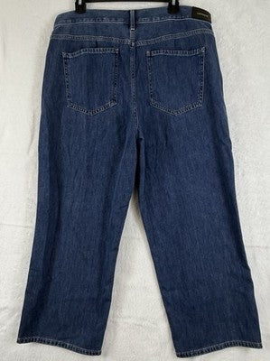 Express Wide Leg Jeans 14 Cropped High Rise Blue Womens