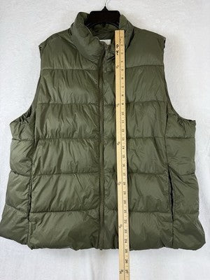 Gap Cold Control Puffer Vest XL Womens Olive Green Full Zip Lightweight Pockets
