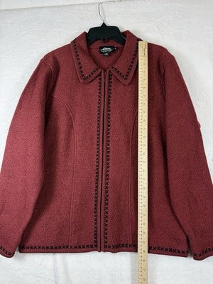 Icelandic Design Wool Jacket Medium Red Full Zip Womens