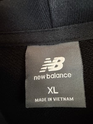 New Balance French Terry Hoodie XL Mens Sweatshirt Black Red Logo 100% Cotton