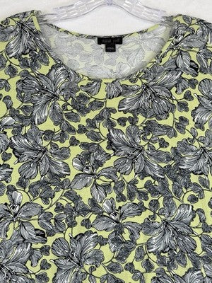J Jill Large Top 3/4 Sleeve Wearever Collection Knit Floral Print Womens
