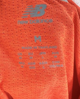 New Balance Running Shirt Men Medium Orange Short Sleeve