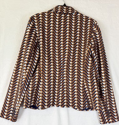 Boden Blazer 4 Womens Jacket Brown Navy Blue Print 1 Button
