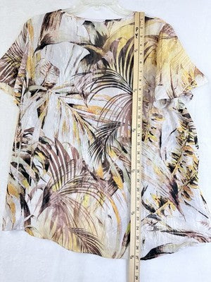 CJ Banks 14W Top X Short Sleeve Lightweight Summer Tropical Print New NWT Womens