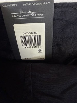 Levis 90s Straight Leg Pants 27 Womens Black 27x28 100% Cotton Mid Rise New NWT