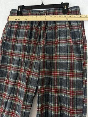 LL Bean Scotch Plaid Flannel Pajama Pants Medium 28” Mens Stewart Gray Red Plaid