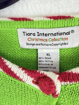 Tiara International Christmas Sweater XL Womens Holiday Santa Ugly Embellished