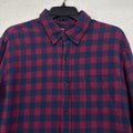 J Crew Flannel Shirt Mens Large Slim Fit Red Blue Check Plaid Long Sleeve Button