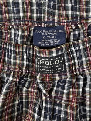 Polo Ralph Lauren Pajama Pants XL Mens Blue Red Plaid 100% Cotton PJs Sleep