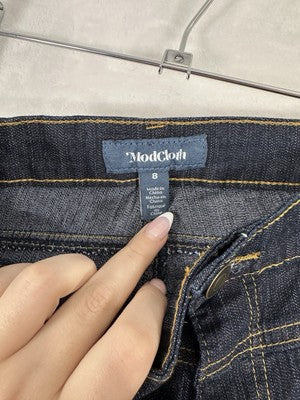 ModCloth Jeans 8 Karaoke Seamstress Buttoned Dark Blue Denim Skinny