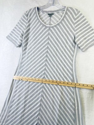 T By Talbots Dress Medium Petite Short Sleeve Gray French Terry A Line Women MP