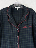 Brooks Brothers Flannel Pajamas Top Medium Womens Green Black Watch Plaid PJ