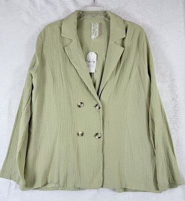 Sadie And Sage By The Shore Blazer Large 100% Cotton Gauze Green New NWT