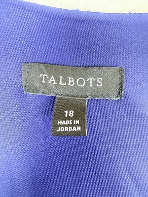 Talbots Dress 18 Blue Tweed Belt Short Sleeve Womens