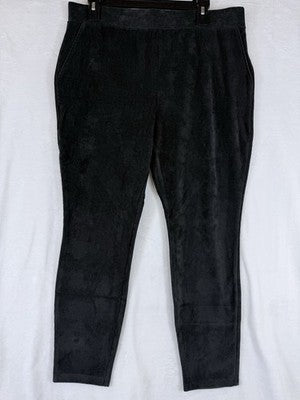 Lands End Corduroy Leggings Large Petite Black Pull On Womens LP