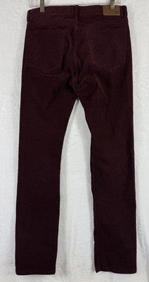 Gap Denim Corduroy Pants 29x30 Slim Fit Burgundy Mens