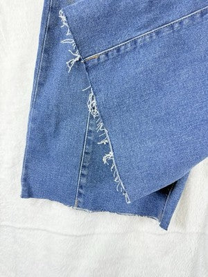 Gap High Rise Stride Ankle Wide Leg Jeans 00 Petite 24 Women NWT Raw Hem Blue