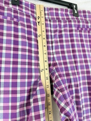 Ann Taylor Crop Pants 4 Purple Plaid Womens