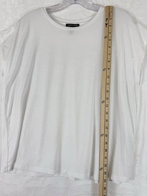 Eileen Fisher Crew Neck Box Top Large Tee White Short Sleeve Womens *FlawRead