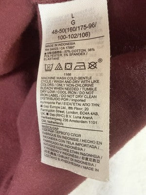 Gap Stretch Jersey Turtleneck Top Large Womens Burgundy Red Long Sleeve Tee