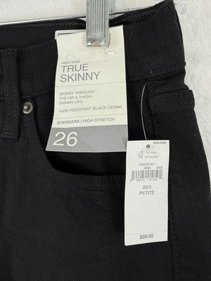 Gap High Rise True Skinny Jeans 26 2 Petite Womens Black Denim New NWT