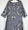 Soft Surroundings XL Dress Juliette Jersey Knit Maxi Navy Blue Beige Womens