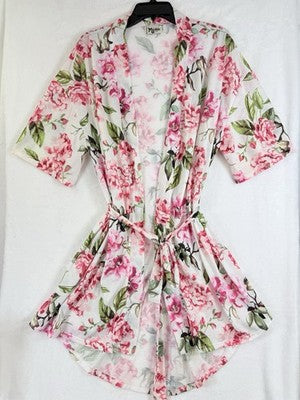 Show Me Your Mumu Robe Floral Belted Womens OSFA Pink Brie Garden of Blooms