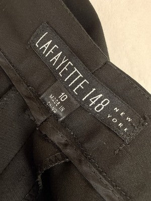 Lafayette 148 New York Pants 10 Black Straight Leg Cotton Blend