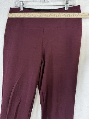 Liz Claiborne Lori Leggings Large Burgundy Red Women Slimming Pull On Ponte Knit
