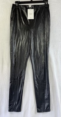 HM Faux Leather Leggings Small Black Croc Pull On Womens Vegan H&M New NWT