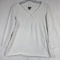 J Jill Top Small Faux Wrap Tee White 3/4 Sleeve Knit Cotton Stretch Womens