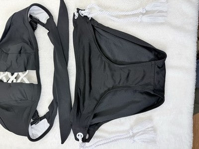 Venus Bikini Set Small Black 6 Halter Top Bottoms Tie Side Swimsuit Womens